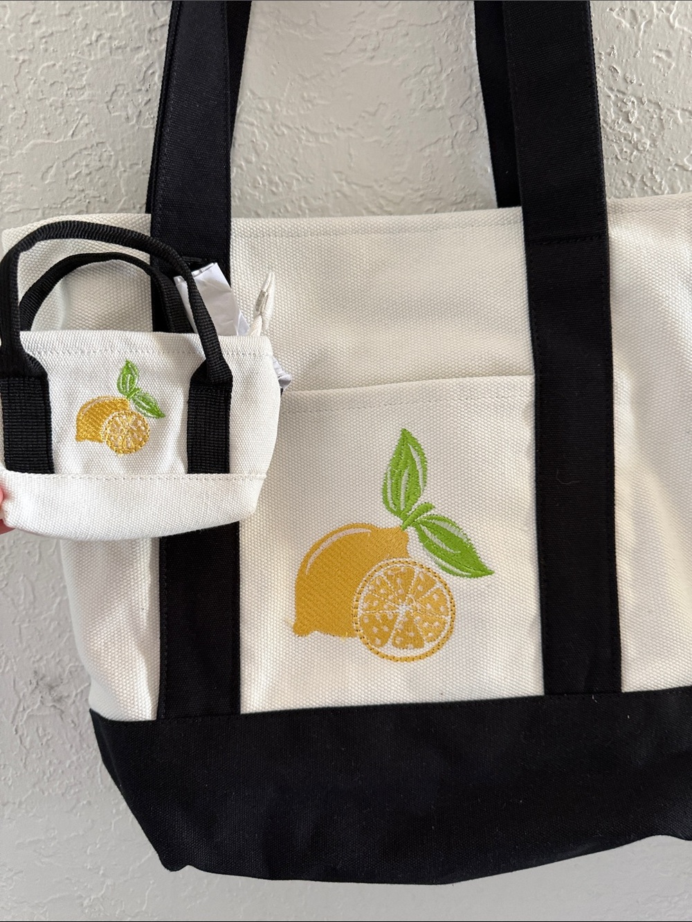 Denim & Co. Embroidered Canvas Tote with Coin Purse. Great Mother and Daughter